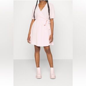 Vero Moda wrap mini dress linen blend NWT
